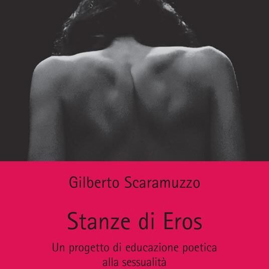 Immagine della copertina del volume Stanze di eros edito da Anicia, contenente in basso il titolo su sfondo rosso rubino e in alto l'immagine di una schiena nuda femminile di spalle con le scapole in evidenza